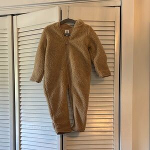 GAP Cozy Tan Sherpa Hooded One-Piece